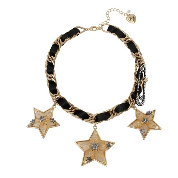 𝅺Betsey Johnson Celestial Star Crystal Statement Necklace New
